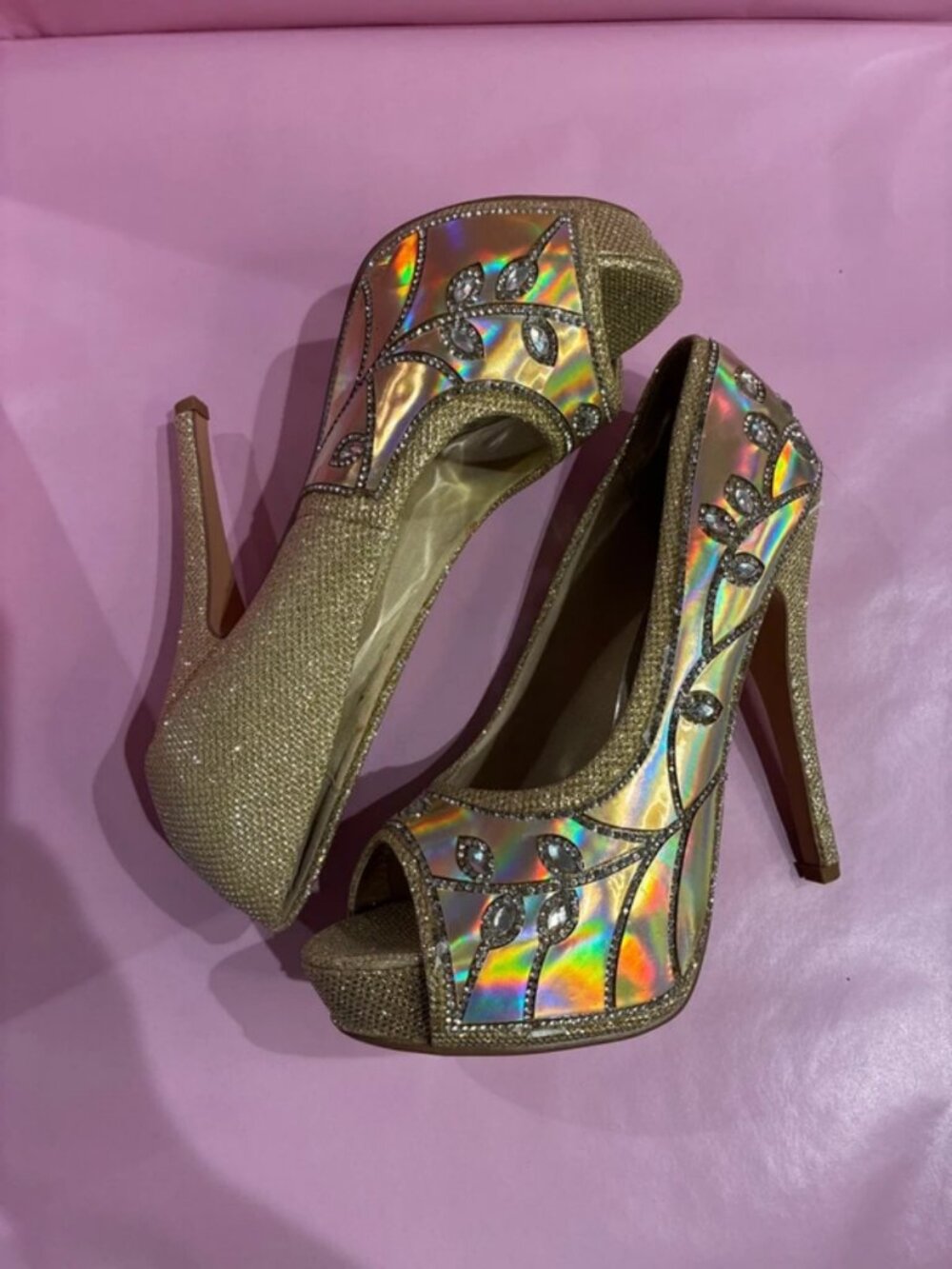 Gold Rhinestone Heels - Picture 3 of 4